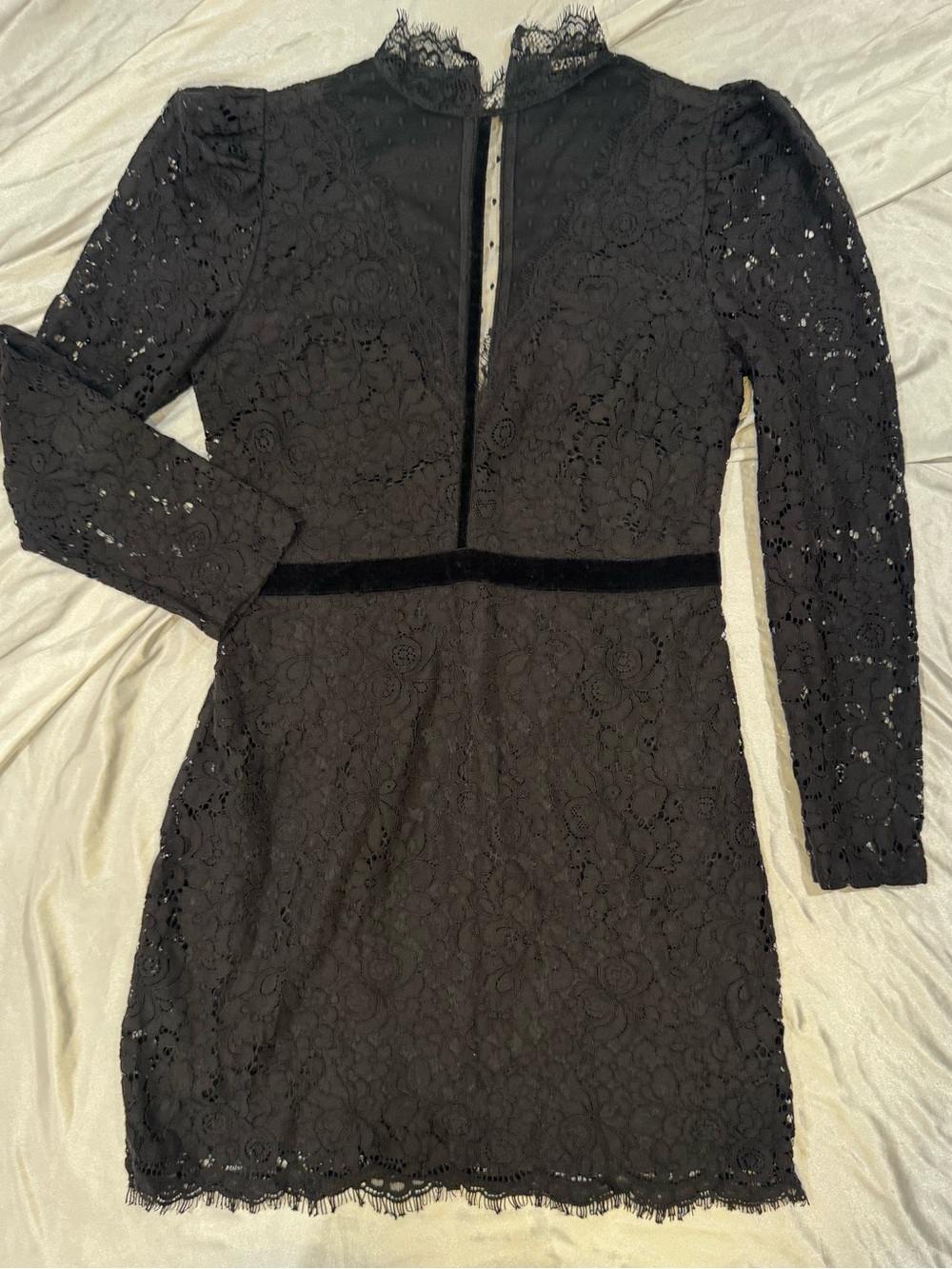 Express Black Lace Long-Sleeve Mini Dress